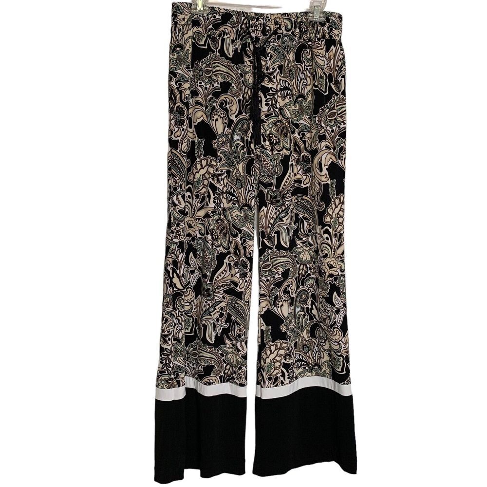 New York &‎ Co Pants Womens Large Palazzo Wide Leg Lounge Pants Paisley Wide Hem - Picture 5 of 12